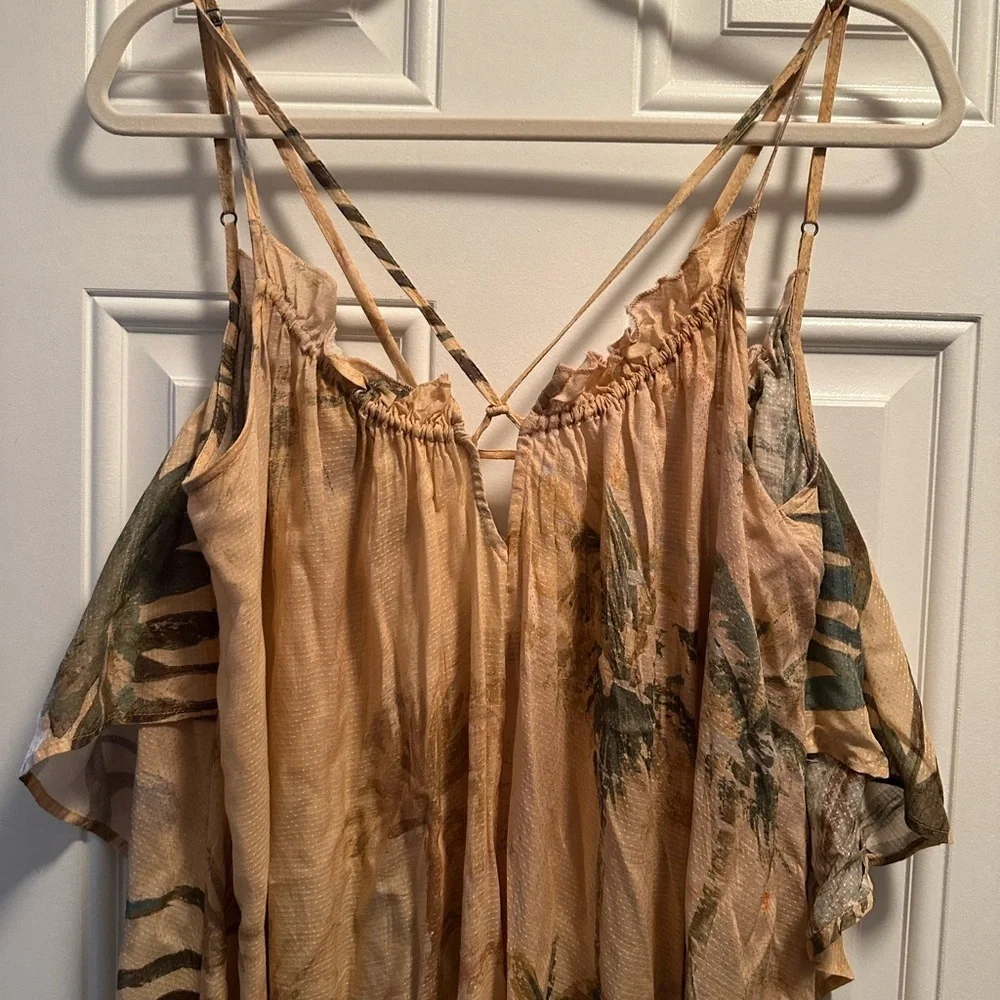 Tahnee Kelland for Anthropologie Strappy Midi Dress neutral motif XS - Picture 6 of 7